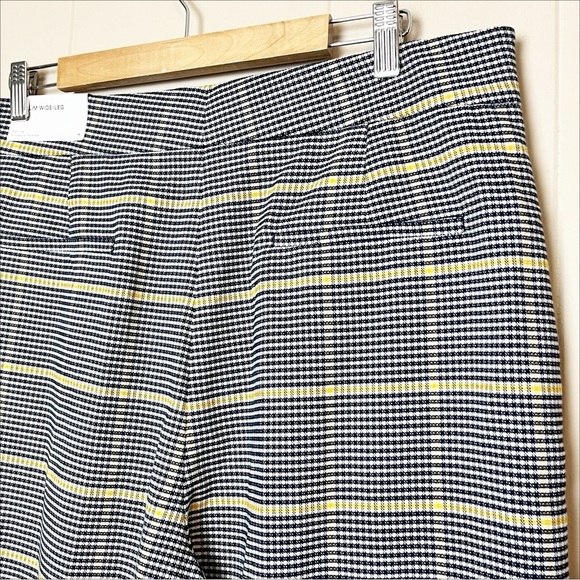 Ann Taylor NWT Slim Wide Leg Pants 14 houndstooth plaid high rise waist career - Picture 4 of 9